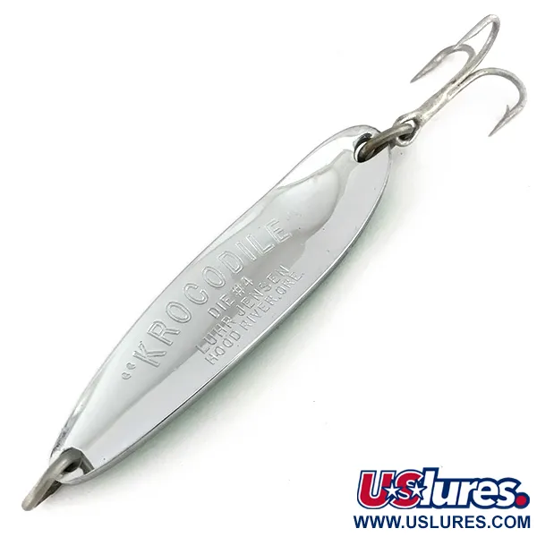 Luhr Jensen Krocodile DIE #4, нікель/зелений, 19 г, блесна коливалка (колебалка) #7517