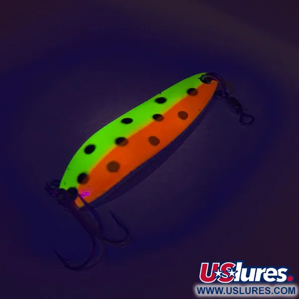 Luhr Jensen Krocodile DIE #3 UV (світиться в ультрафіолеті), жовтий/червоний/чорний/нікель, 14 г, блесна коливалка (колебалка) #7523