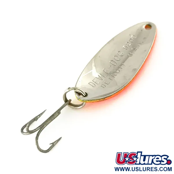 Eppinger Dardevle Devle-Dog 5200 UV (світиться в ультрафіолеті), жовтий/помаранчевий/нікель, 7 г, блесна коливалка (колебалка) #7564