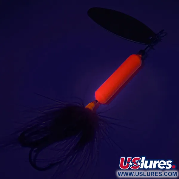 Yakima Bait Worden’s Original Rooster Tail UV (світиться в ультрафіолеті), золото/неоновий помаранчевий UV - світиться в ультрафіолеті, 7 г, блешня оберталка (вертушка) #7586