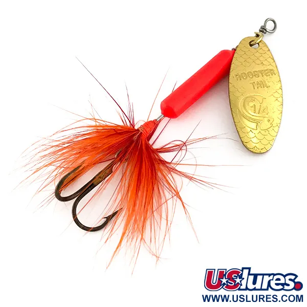 Yakima Bait Worden’s Original Rooster Tail UV (світиться в ультрафіолеті), золото/неоновий помаранчевий UV - світиться в ультрафіолеті, 7 г, блешня оберталка (вертушка) #7586