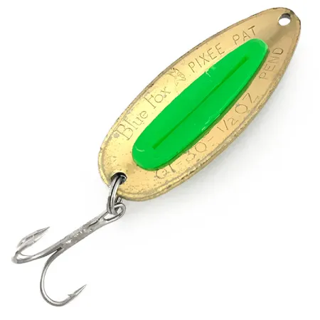 Blue Fox Pixee UV (світиться в ультрафіолеті), золото/зелений, 14 г, блесна коливалка (колебалка) #7612