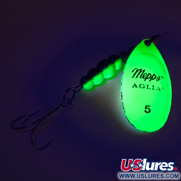  Mepps Aglia 5 Fluo UV (світиться в ультрафіолеті), Шартрез, 14 г, блешня оберталка (вертушка) #7621
