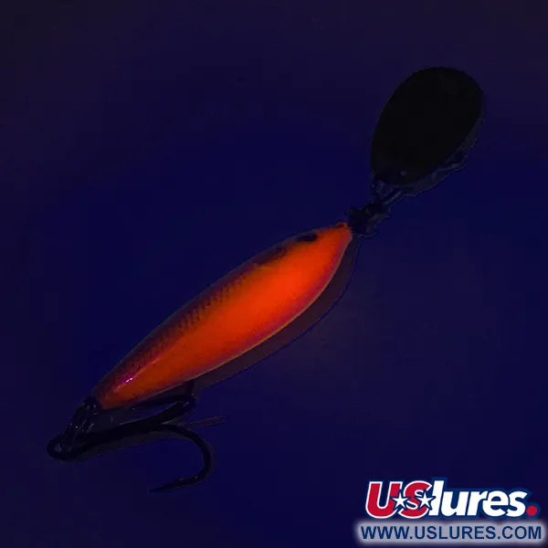 Blue Fox Vibrax Minnow Spin 1 UV (світиться в ультрафіолеті), помаранчевий/золото, 4 г, блешня оберталка (вертушка) #7687