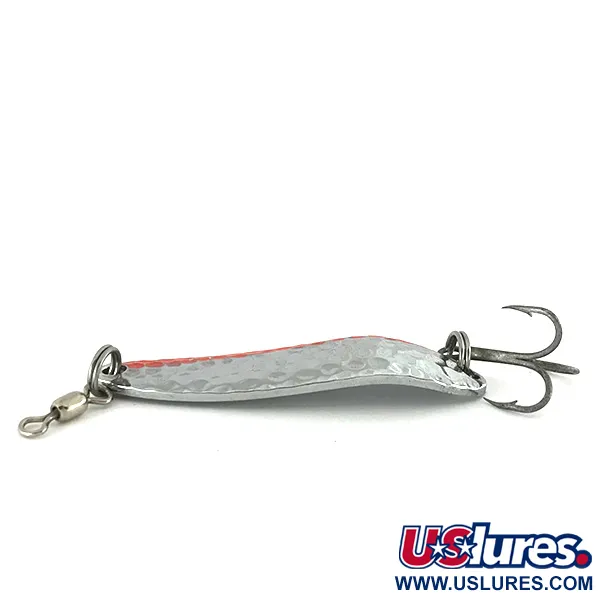 Luhr Jensen Krocodile DIE #3 UV (світиться в ультрафіолеті), карбований нікель/червоний, 10 г, блесна коливалка (колебалка) #7735