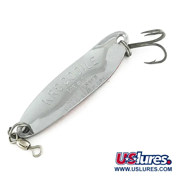 Luhr Jensen Krocodile DIE #3 UV (світиться в ультрафіолеті), карбований нікель/червоний, 10 г, блесна коливалка (колебалка) #7735