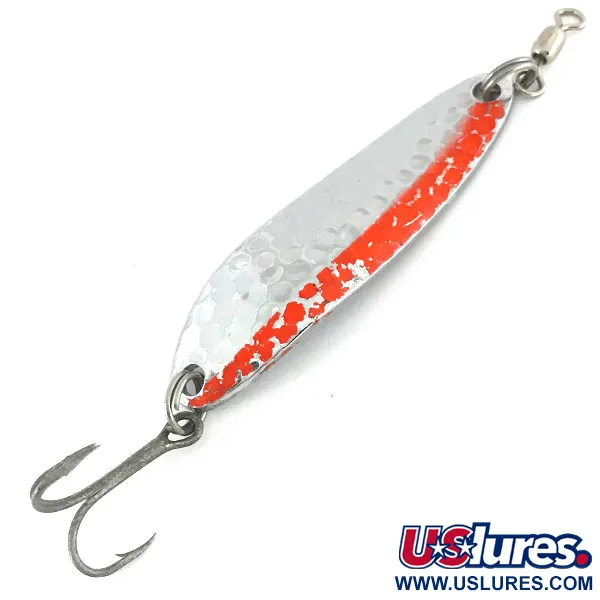 Luhr Jensen Krocodile DIE #3 UV (світиться в ультрафіолеті), карбований нікель/червоний, 10 г, блесна коливалка (колебалка) #7735