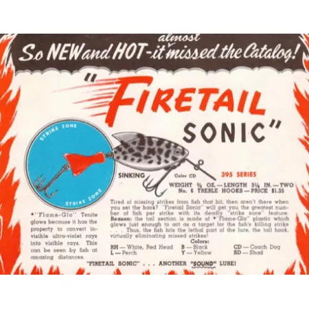 Heddon HEDDON FIRETAIL SONIC series #395, WHITE Spotted COACHDOG, 10 г, воблер #7840