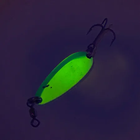 Luhr Jensen Krocodile UV (світиться в ультрафіолеті), жовтий/зелений, 9 г, блесна коливалка (колебалка) #8112