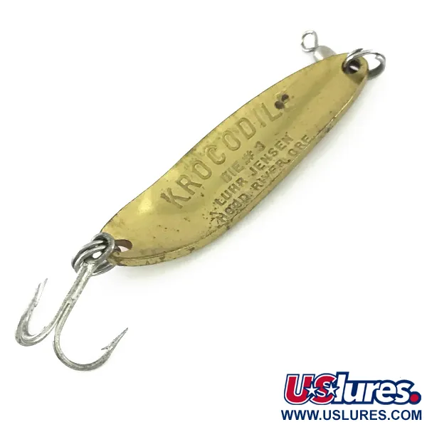 Luhr Jensen Krocodile DIE #3 UV (світиться в ультрафіолеті), Карбована латунь/помаранчевий, 14 г, блесна коливалка (колебалка) #8192