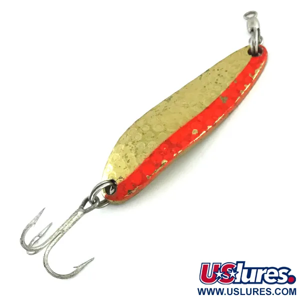 Luhr Jensen Krocodile DIE #3 UV (світиться в ультрафіолеті), Карбована латунь/помаранчевий, 14 г, блесна коливалка (колебалка) #8192