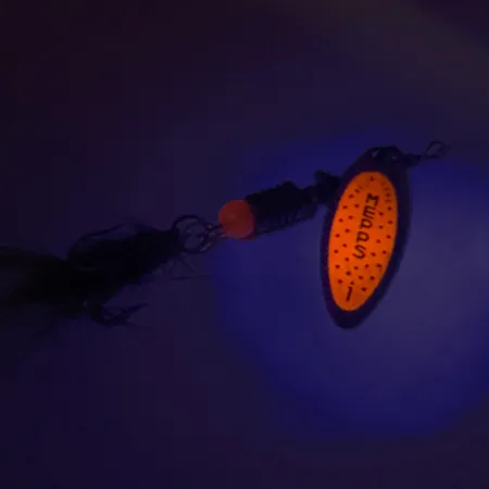 Mepps Aglia Long 1 Dressed UV (світиться в ультрафіолеті), срібло/помаранчевий, 4,5 г, блешня оберталка (вертушка) #8257