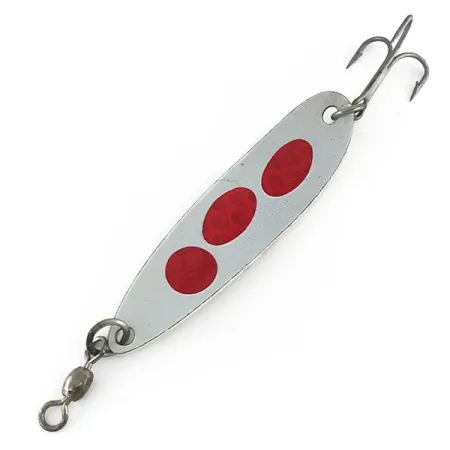 Luhr Jensen Krocodile DIE #5 (світиться в темряві), Pearl (колір перлів)/червоні наклейки з голограмою, 25 г, блесна коливалка (колебалка) #8266