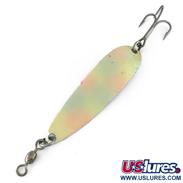 Luhr Jensen Krocodile DIE #5 (світиться в темряві), Pearl (колір перлів)/червоні наклейки з голограмою, 25 г, блесна коливалка (колебалка) #8266