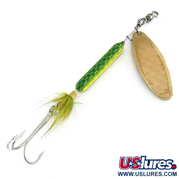  Luhr Jensen Bang Tail, золото/жовтий/зелений, 17 г, блешня оберталка (вертушка) #8411