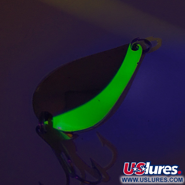 Acme K.O. Wobbler UV (світиться в ультрафіолеті), нікель/зелений, 21 г, блесна коливалка (колебалка) #8421