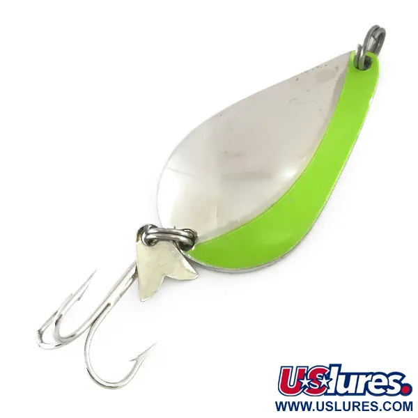 Acme K.O. Wobbler UV (світиться в ультрафіолеті), нікель/зелений, 21 г, блесна коливалка (колебалка) #8421