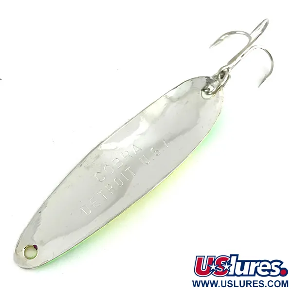 Wolverine tackle Cobra UV (світиться в ультрафіолеті), карбований нікель/шартрез, 14 г, блесна коливалка (колебалка) #8514