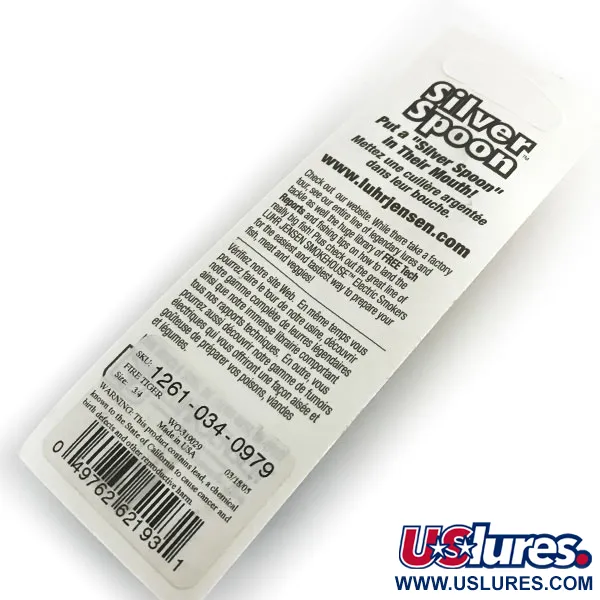 Luhr Jensen Незачіпляйка Silver Spoon UV (світиться в ультрафіолеті), Fire Tiger, 21 г, блесна коливалка (колебалка) #8624