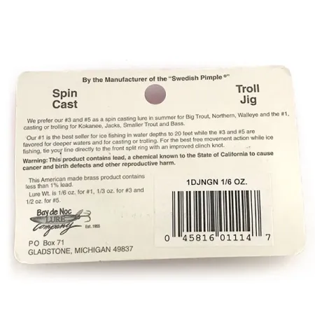 Bay de Noc Do-Jigger, нікель/зелений, 5 г, блесна коливалка (колебалка) #8779