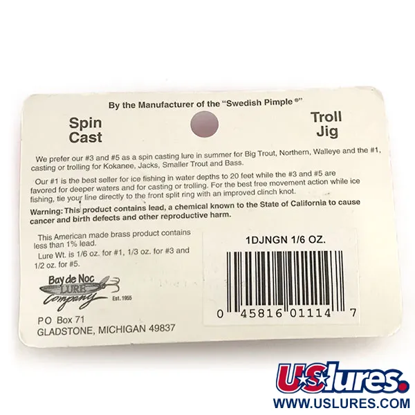 Bay de Noc Do-Jigger, нікель/зелений, 5 г, блесна коливалка (колебалка) #8779