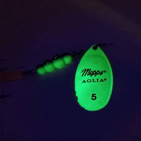 Mepps Aglia 5 Fluo UV (світиться в ультрафіолеті), Шартрез, 14 г, блешня оберталка (вертушка) #9060