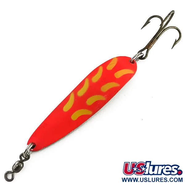 Luhr Jensen Krocodile DIE #4 UV (світиться в ультрафіолеті), рожевий/жовтий/латунь, 14 г, блесна коливалка (колебалка) #9080