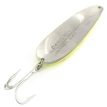 Eppinger Dardevle UV (світиться в ультрафіолеті), жовтий/червоний/нікель, 28 г, блесна коливалка (колебалка) #9163