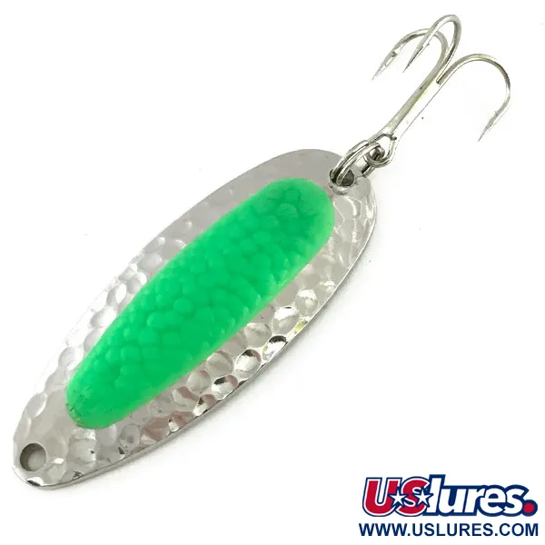 Blue Fox Pixee UV (світиться в ультрафіолеті), карбований нікель/зелений, 14 г, блесна коливалка (колебалка) #9412