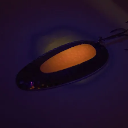 Nebco Pixee UV (світиться в ультрафіолеті), карбований нікель/рожевий, 24 г, блесна коливалка (колебалка) #9460