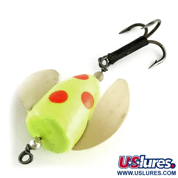 Shur Strike Spin-n-Glo UV (світиться в ультрафіолеті), жовтий/червоний, 8 г, блешня оберталка (вертушка) #9477