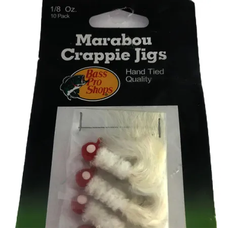 Bass Pro Shops Marabou Crappie Jig, білий/червоний, 4 г, до рибалки #9515
