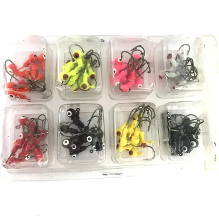 Bass Pro Shops Painted Round Jighead Kit, червоний/рожевий/жовтий/шартрез/коричневий/білий/чорний/помаранчевий, 2,5 г, до рибалки #9516