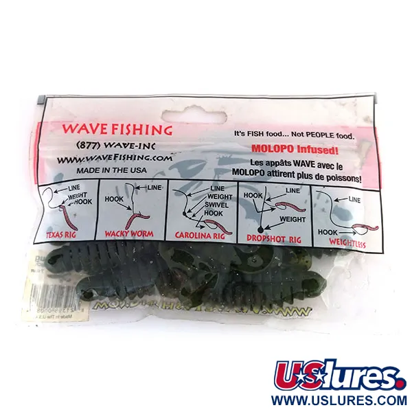  Wave Worms Swim Bug, силікон 7 шт., Watermelon/Black, , до рибалки #9615