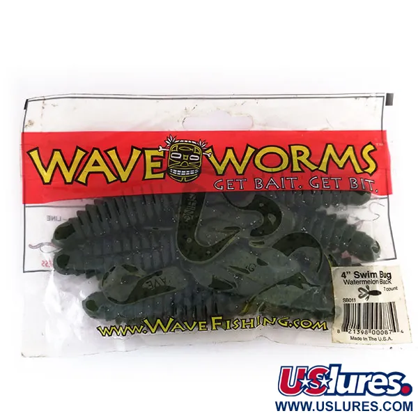  Wave Worms Swim Bug, силікон 7 шт., Watermelon/Black, , до рибалки #9615