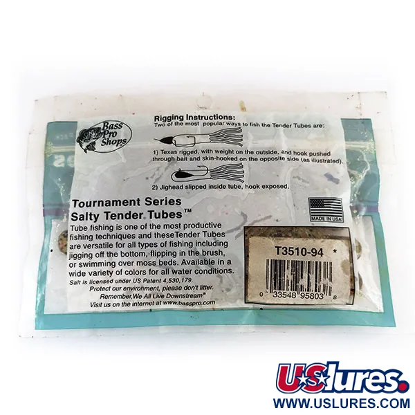 Bass Pro Shops Salty Tender Tubes, силікон, 8 шт., Green Pumpkin, до рибалки #9624