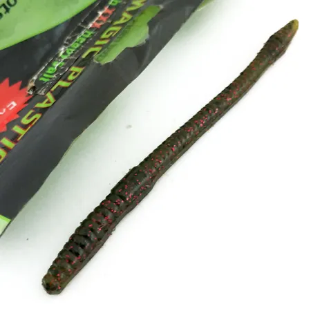 Other Black Magick Plastics Finesse Worm, силікон, 14 шт., Watermelon Seed Red Flake, до рибалки #9657