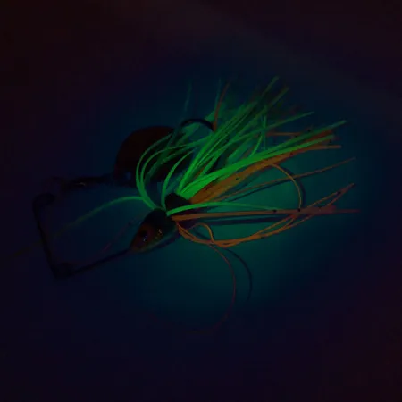 Strike King Mini-King Spinnerbait UV (світиться в ультрафіолеті), золото/помаранчевий/жовтий/зелений, 7 г, блешня оберталка (вертушка) #9695