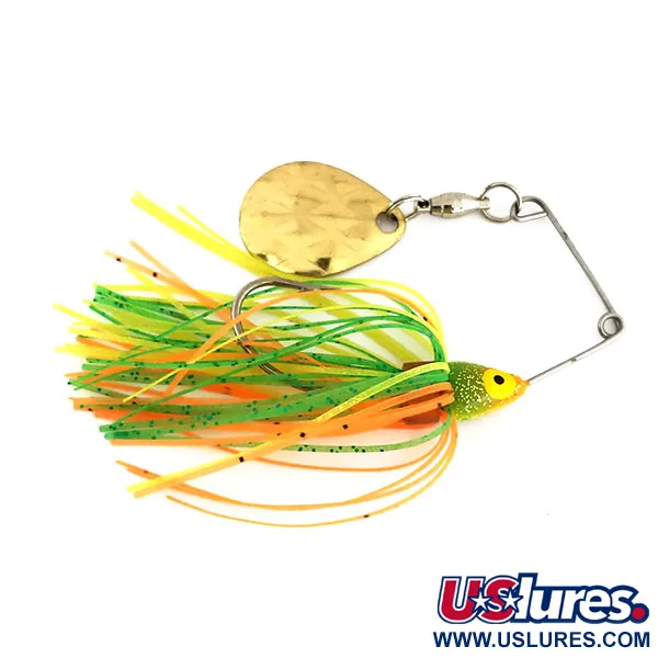  Strike King Mini-King Spinnerbait UV (світиться в ультрафіолеті), золото/помаранчевий/жовтий/зелений, 7 г, до рибалки #9695