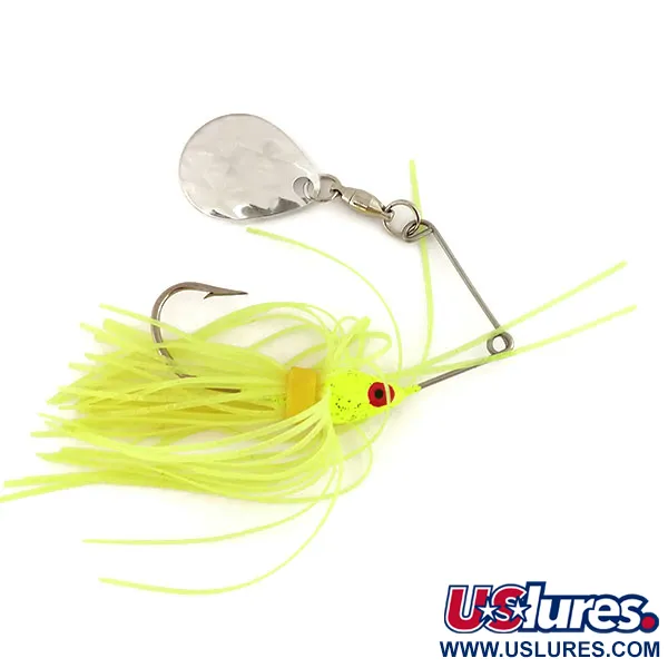  Strike King Mini-King Spinnerbait UV (світиться в ультрафіолеті), карбований нікель/шартрез, 7 г, до рибалки #9754