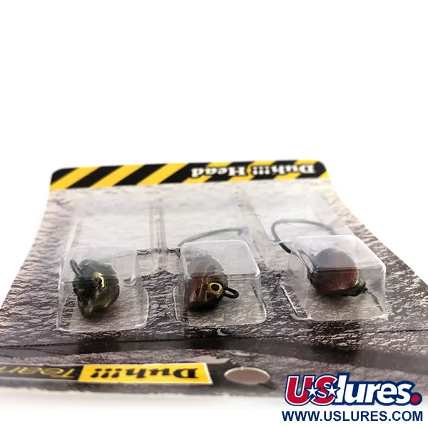 Other DUH!!! Head набір офсетних джиг-головок, Оливковий/червоний, 11 г, до рибалки #9818