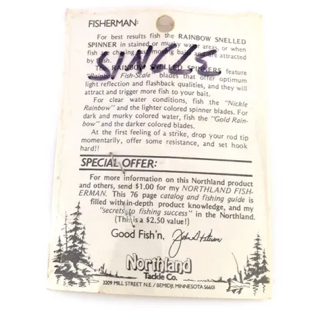 Northland tackle Rainbow Snelled Spinner, Шартрез, 2 г, блешня оберталка (вертушка) #9999